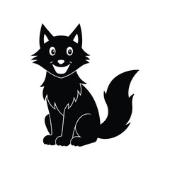 Silhouette vector illustration of a happy little werewolf sitting with its tail wagging.eps