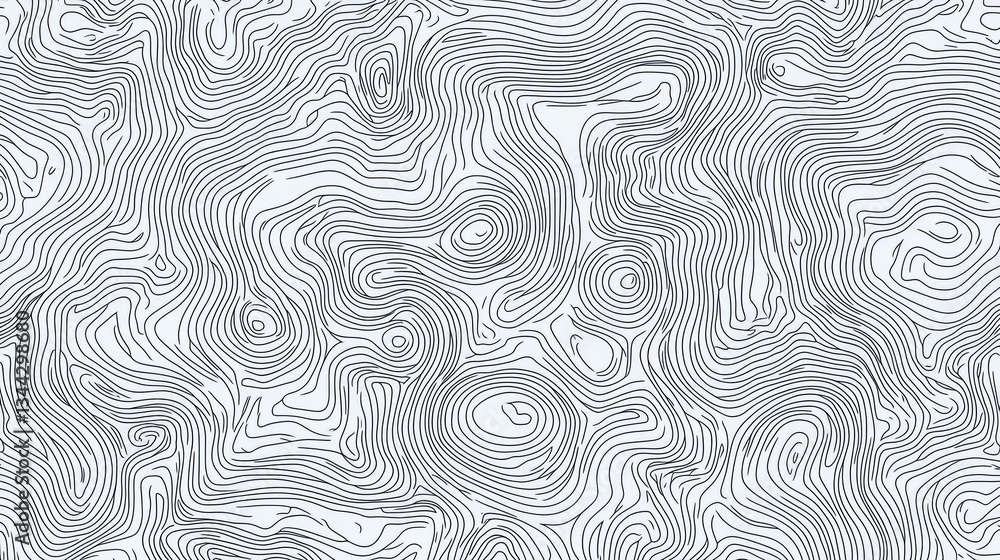 Poster contour lines revealing terrain elevation, generating abstract cartographic background representing 