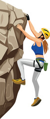 3D Rock Climber Ascending Wall vector illustration. Realistic Climber Reaching Grip. Mountain Climber 3D Action Pose