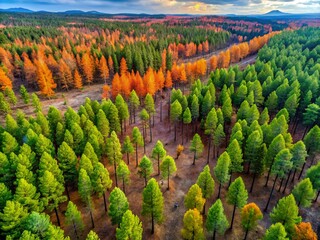 Fototapeta premium Ponderosa Pine Forest Regeneration: Aerial View of Post-Wildfire Understory Growth