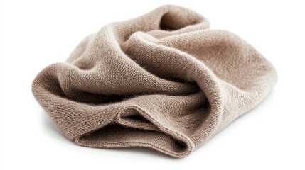 A luxurious cashmere fabric swatch gently folded on white.
