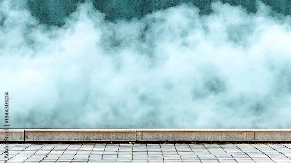 Aufkleber foggy atmosphere above paved surface with soft blue and gray hues creating a dreamy visual effect