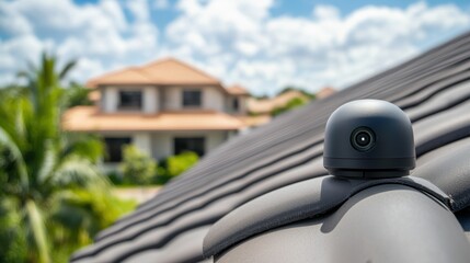 Roof Leak Concept, Advanced Thermal Imaging Equipment for Detecting Hidden Objects on Roofs and Buildings