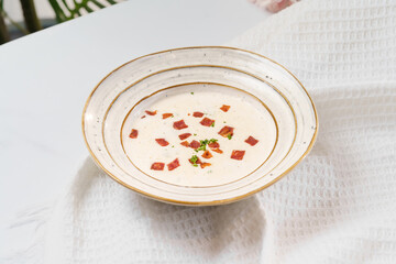 Western thick soup on a fresh background