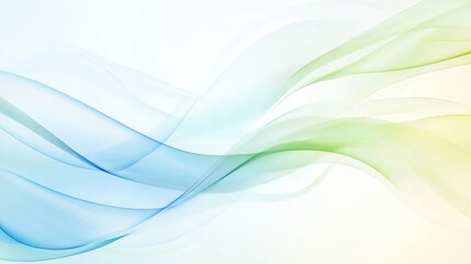Fototapeta premium Elegant blue and green waves flowing dynamically across white background, creating abstract graphic design for digital media and artistic presentations