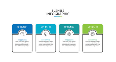 Four Step Infographic label design Vector template with line icons.