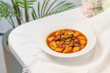 Western thick soup on a fresh background