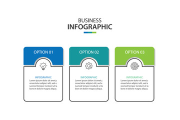 Fototapeta premium Three Step Infographic label design Vector template with line icons.