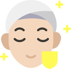 Fototapeta premium Woman Relaxed Face with Skincare Flat Icon