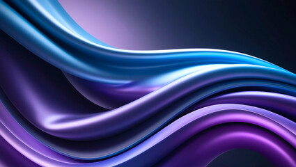 Obraz premium abstract Mesmerizing digital artwork featuring smooth, flowing waves of silky blue and purple hues. The fluid curves create a sense of motion, resembling liquid or soft fabric illuminated background