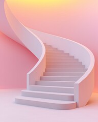 Obraz premium Soft Edged Spiral Staircase with Pastel Background and Gradient Light
