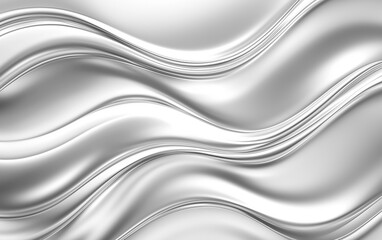 Obraz premium Silver Metallic Wavy Abstract Background Texture with Smooth Reflections and Highlights