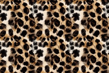 Fototapeta premium Realistic Painterly Leopard Print with Soft Fur Texture and Rosettes