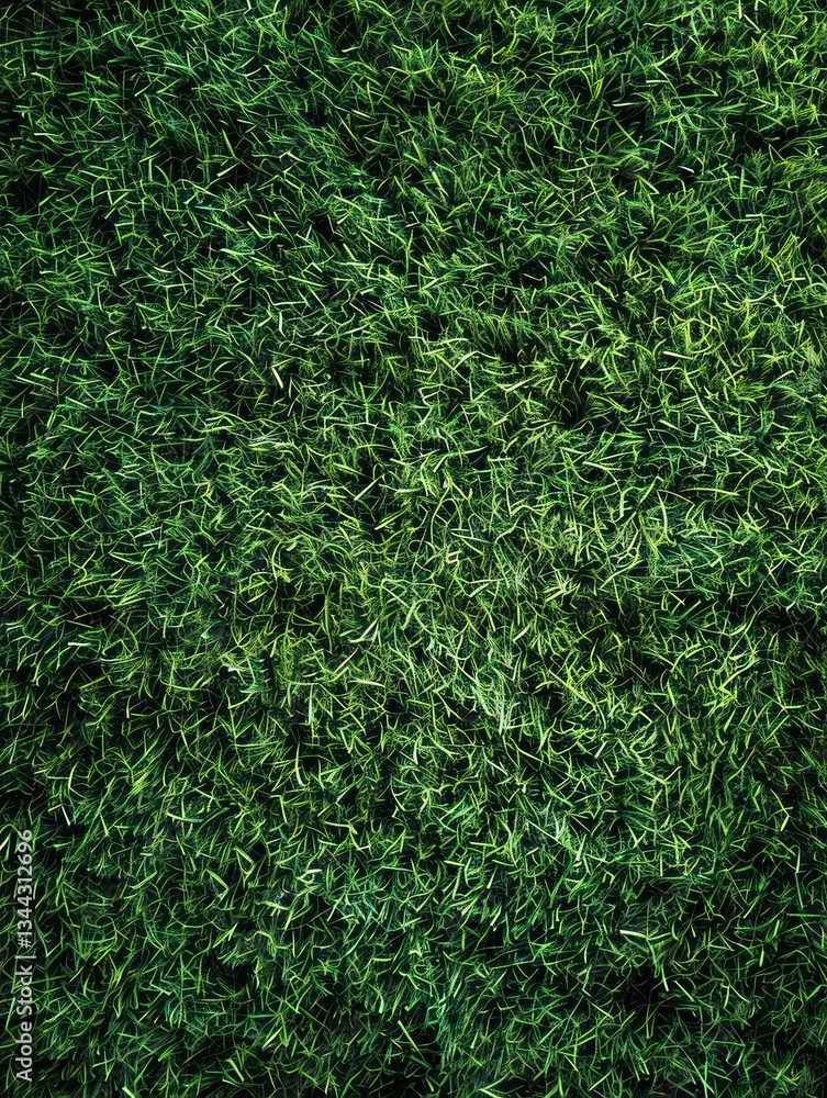 Poster deep green artificial grass provides a flawless, smooth surface illuminated by soft moody lighting f