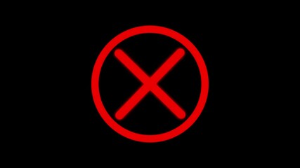 Cross animation of Warning or stop or no entry or Bad or Ban or Prohibited or forbidden or not allowed circle and line symbol icon 4k on green screen Background