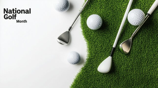 National Golf Month – Golf Clubs and Balls on Green Turf for Precision Play,  National Golf Month: Gear Up & Celebrate the Game 
