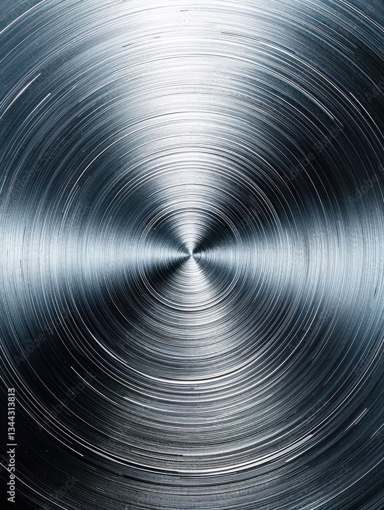 Poster surface features concentric light gradients highlighting a sleek steel design with soft ambient glow