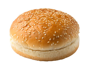 Sesame seed burger bun isolated on transparent background