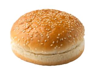 Sesame seed burger bun isolated on transparent background