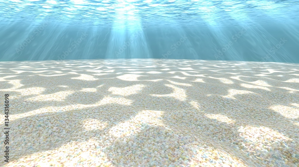 Aufkleber underwater view of ocean floor with soft light rays and gentle ripples creating a serene atmosphere