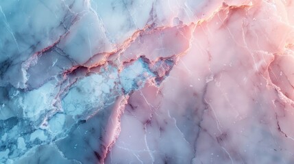 Soft pastel marble with blue and pink veins glows softly under ambient light for elegance