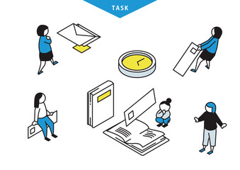 Task management illustration set (time version)