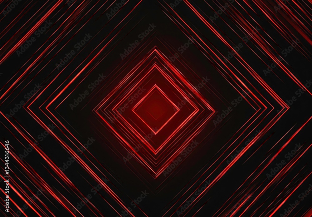 Poster abstract red geometric pattern on a black background