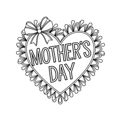 Obraz premium Vector illustration for mother's day with heart shape, Coloring page 