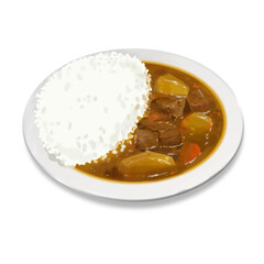 カレーライスのリアルなイラストレーション