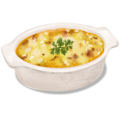 グラタンのリアルなイラストレーション