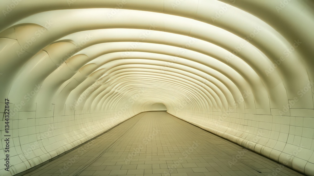 Poster abstract off-white tunnel with curving lines and subtle texture