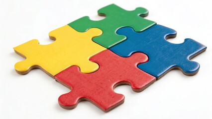 Obraz premium Teamwork and Education Concepts with Colorful Jigsaw Puzzle Pieces on White