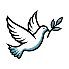 Obraz premium Dove of peace holding olive branch symbol for World Peace Day celebration