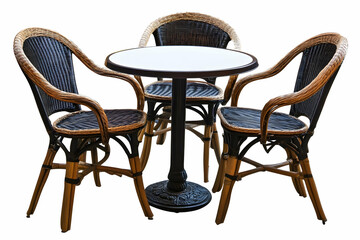 Fototapeta premium Bistro table and chairs, outdoor cafe setting