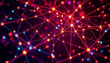Abstract network of glowing lines and dots, forming complex connections , line, algorithm