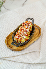 Chinese sushi on a monochrome background