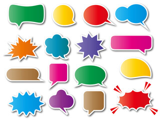 吹き出し■カラフルな立体風の吹き出しセット