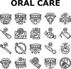 oral care toothpaste icons set vector