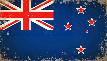 Vintage New Zealand flag with distressed texture, patriotic symbolism
