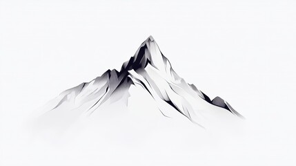 A minimalist black and white outline of a majestic mountain range.