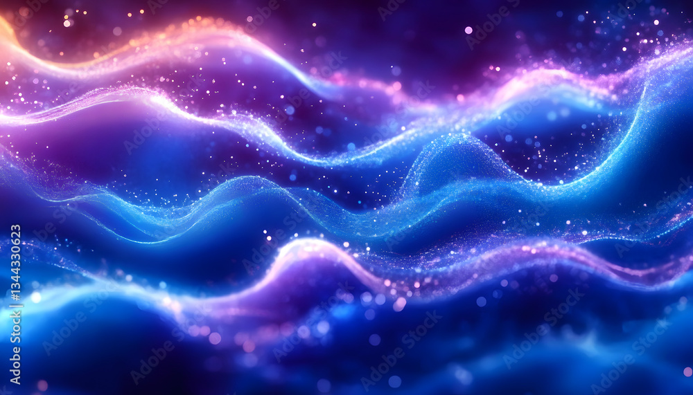 Poster digital waveforms in blue and purple, abstract background. abstract digital background with flowing 