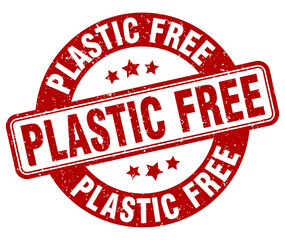 plastic free stamp. plastic free label. round grunge sign