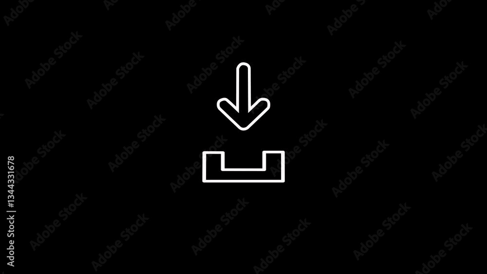 Poster downloading file icon animation. download arrow moving down animation.