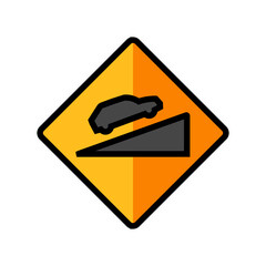 steep hills car driving obstacles color icon vector illustration