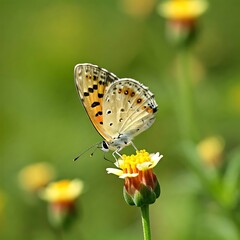 Obraz premium butterfly on flower in forest. 