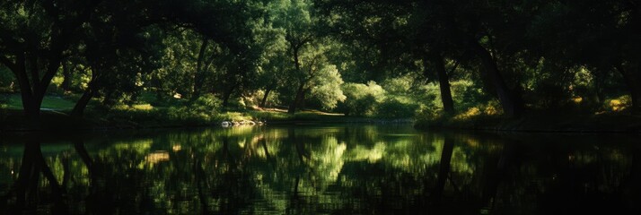 Fototapeta premium Serene Forest Pond Reflection