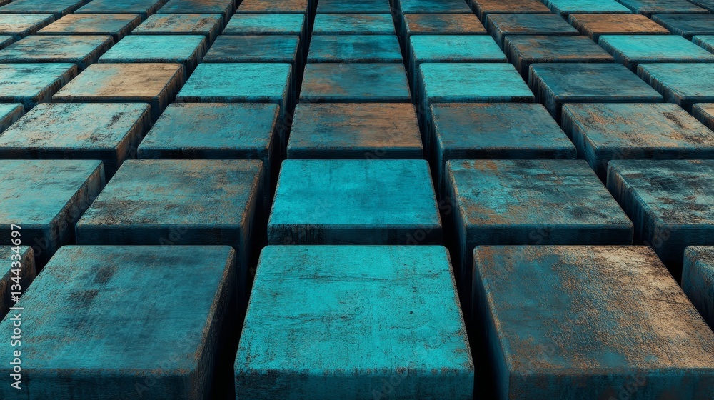 Aufkleber innovative tech background featuring precisely constructed translucent cubes in blue, 3d render