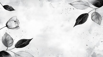 Floral watercolor background in shades of grey, perfect for invites or stationery