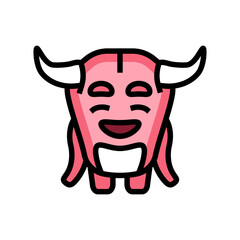 small horns cute monster color icon vector illustration
