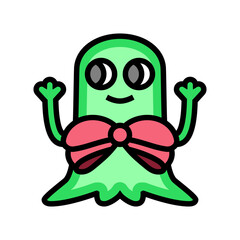bowtie cute monster color icon vector illustration